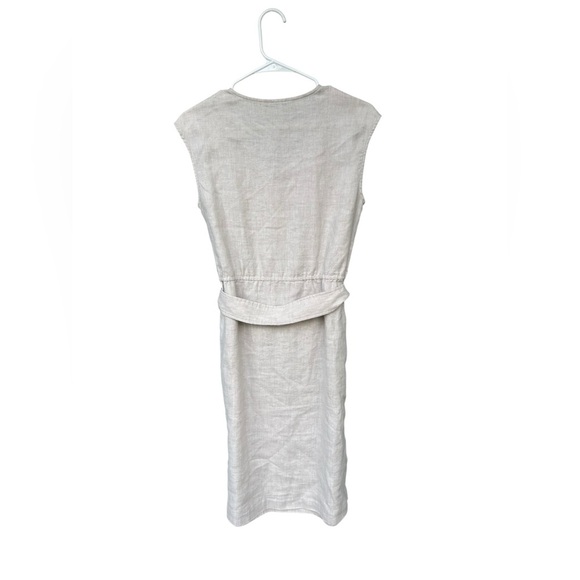 J. McLaughlin Oatmeal Linen Blend Belted Sleeveless Dress - Size Small - Picture 6 of 10